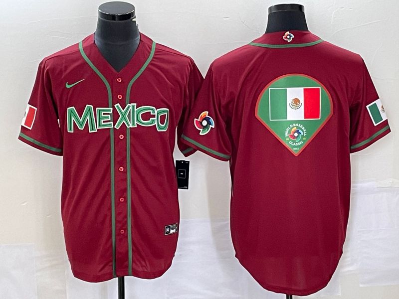 Men 2023 World Cub Mexico Blank Red Nike MLB Jersey30->more jerseys->MLB Jersey